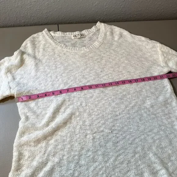 Pink Rose Boutique Womens 1X Plus White Lace Sweater Long Sleeve Shirt Neck Top - Picture 6 of 8